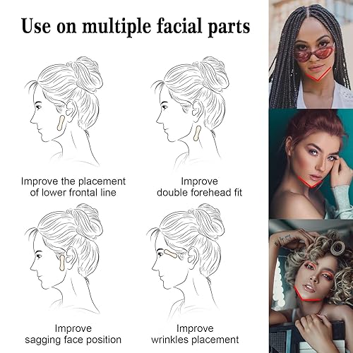 Miniatura 3 de Cinta de estiramiento facial invisible, 100 tiras de cinta facial para estiramiento facial, estiramiento facial instantáneo, cintas de elevación