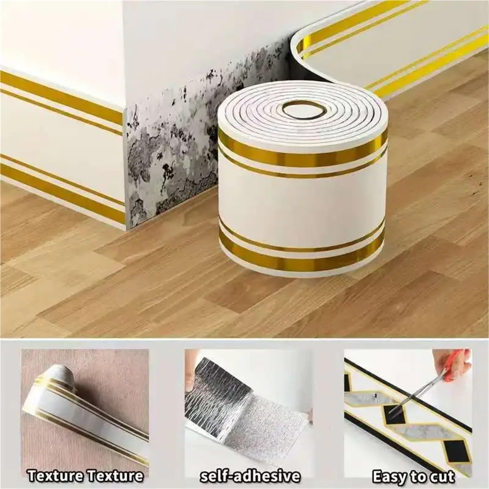 Bordo Adesivo Per Pareti Battiscopa autoadesivo arrotolabile, anticollisione e impermeabile, adesivi murali decorativi for soggiorno camera da letto(Dark blue,5pcs)