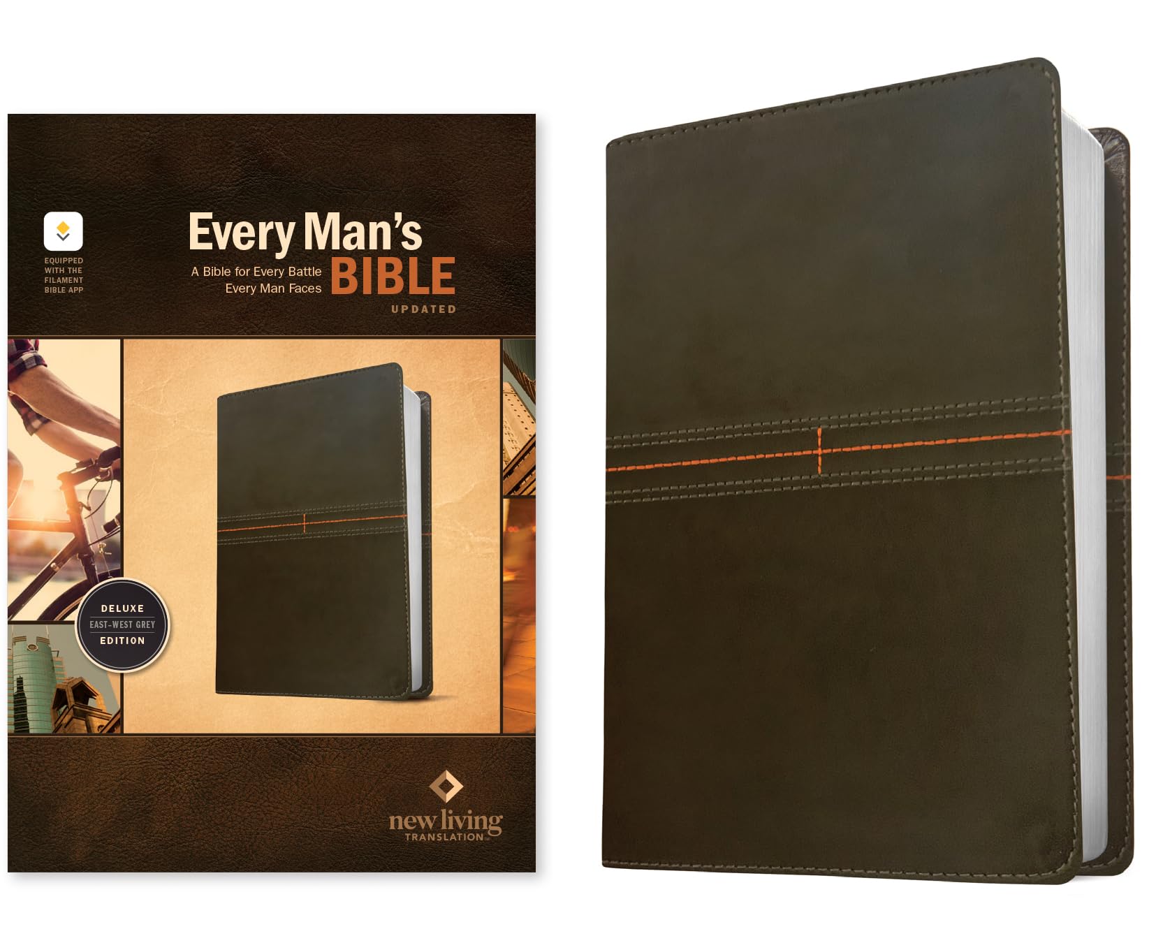 NLT Every Man s Bible, Filament Enabled (LeatherLike, East West Grey, Red Letter)