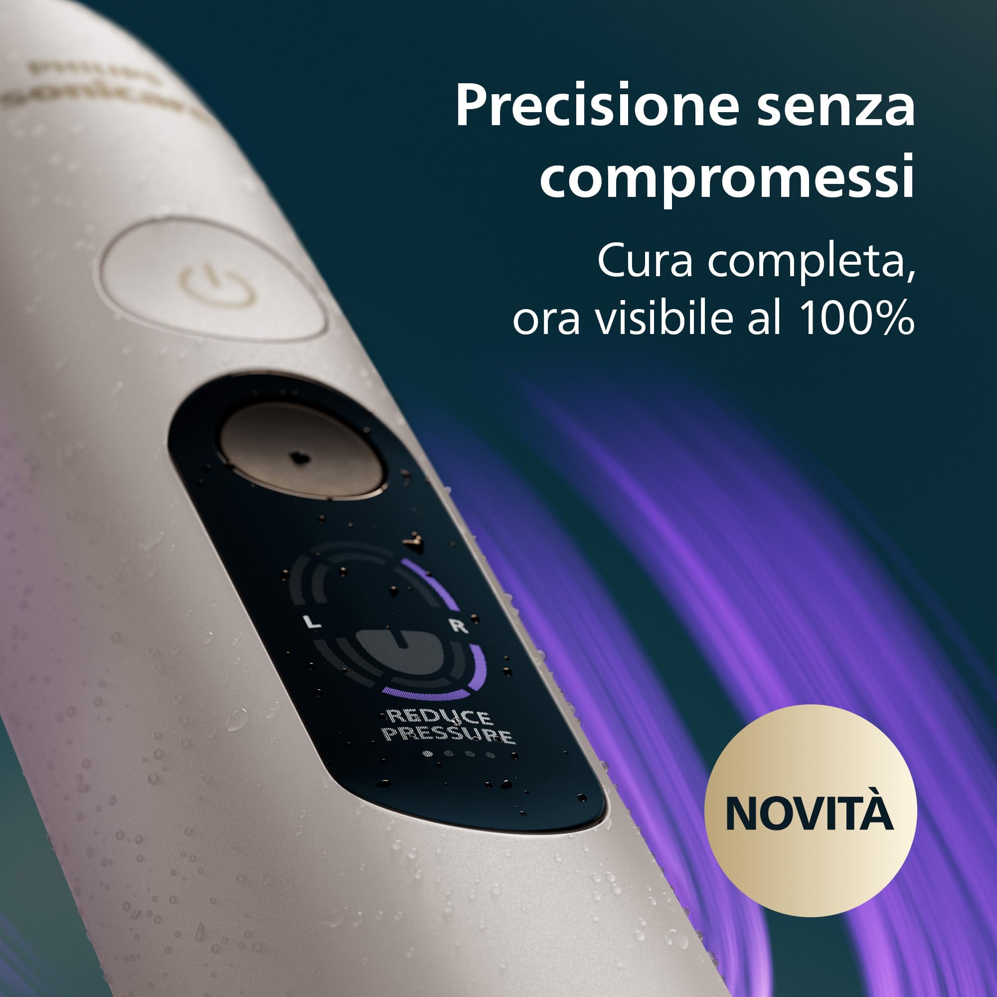 Philips Sonicare Next-Generation DiamondClean 8500 Spazzolino elettrico - con Feedback di pressione, 18 impostazioni, bianco polvere, HX8514/11