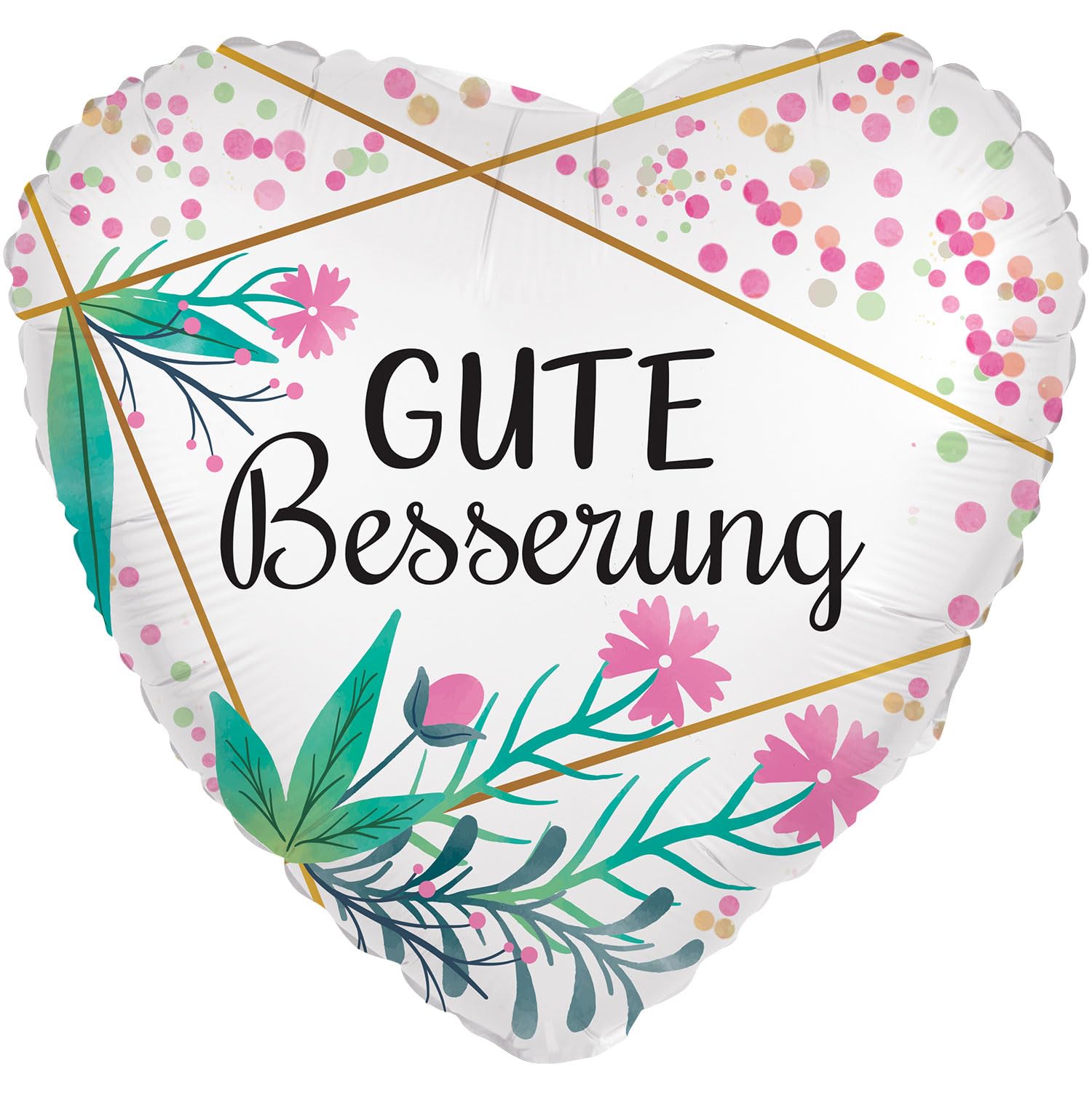 Riethmüller Premium Foil Balloon Heart Get Well Soon Boho 45 cm Suitable for Helium Riethmüller Party Decoration Giant Balloon