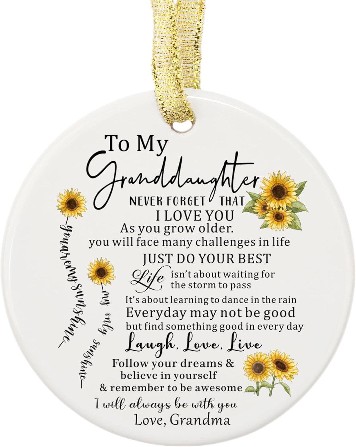 to My Granddaughter Gifts from Grandma - Ceramic Ornament - Granddaughter from Grandma, Birthday, Mother's Day, Graduation Gift