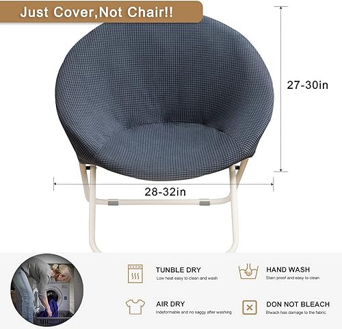 Miniatura 2 de SearchI Funda elástica para silla redonda con platillo solamente, fundas de repuesto de jacquard para silla de luna, protector de asiento extraíble