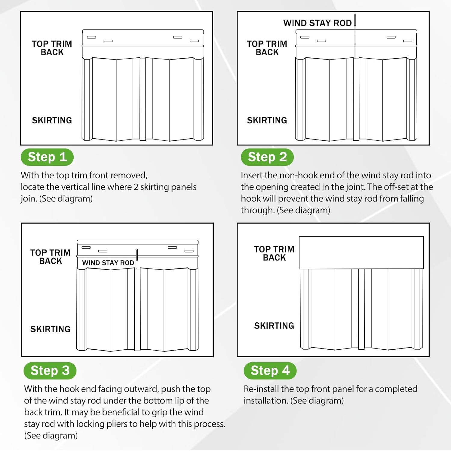 1 Pcs Mobile Home Vinyl Skirting Windbreak Rods 24" Long Trailer Skirting Rods for Mobile Home Exterior