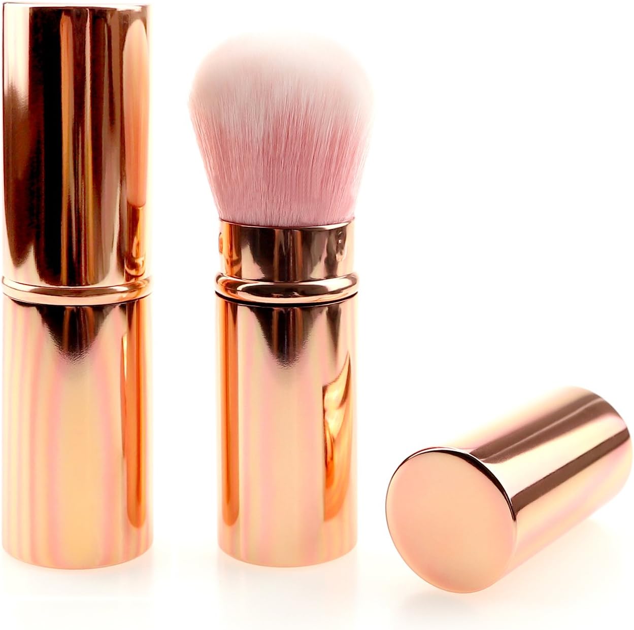 Make up Brush Retractable Rosegold/Gradient/Black/Pink Blush Brushes Soft Mineral Foundation Powder Brushes (rosegold)