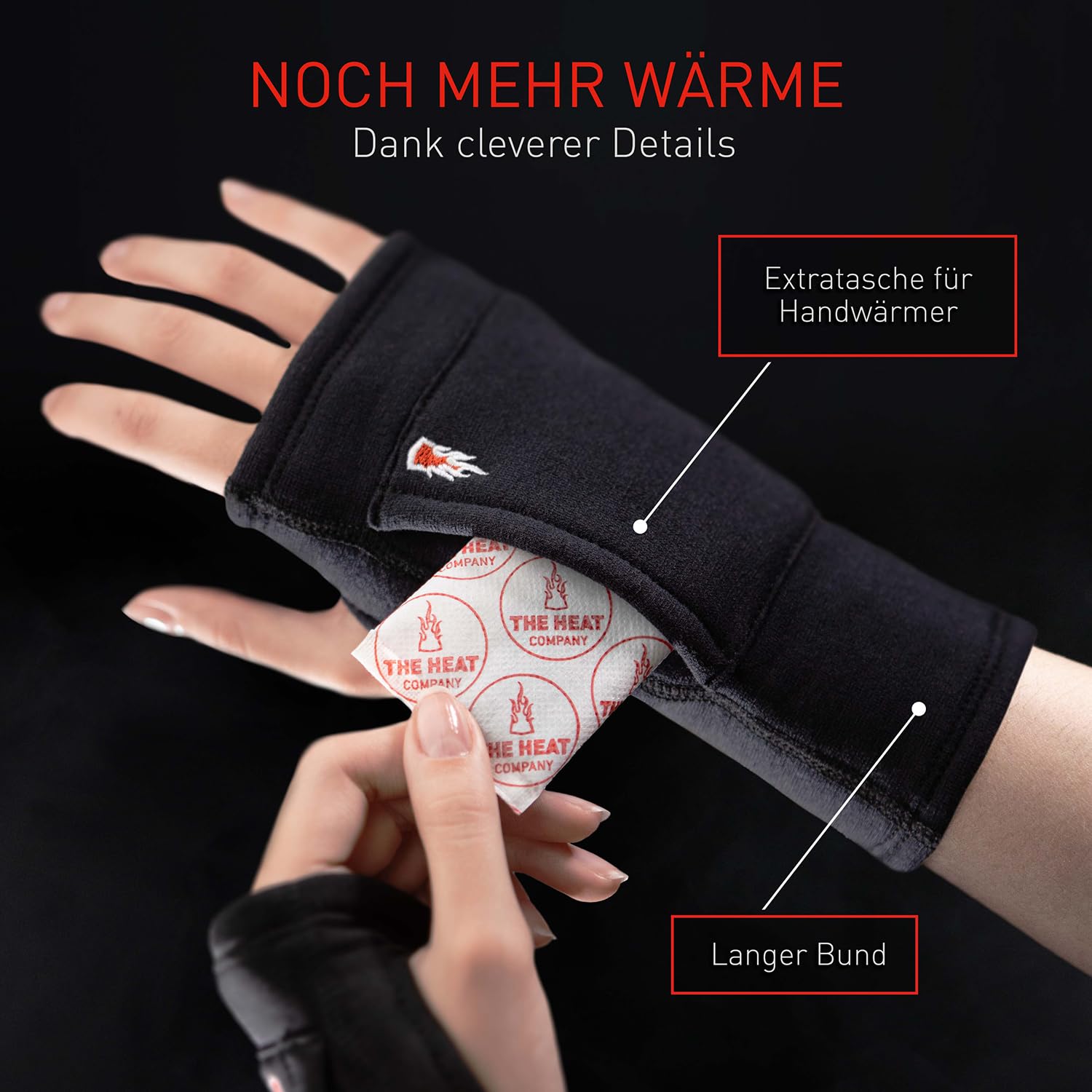 THE HEAT COMPANY - Merino Tube - Fingerlose Merino Handschuhe - Premium Qualität - Pulswärmer für Damen & Herren - Handschuhe ohne Fingerkuppen: Halbfinger Handschuhe - Handstulpen