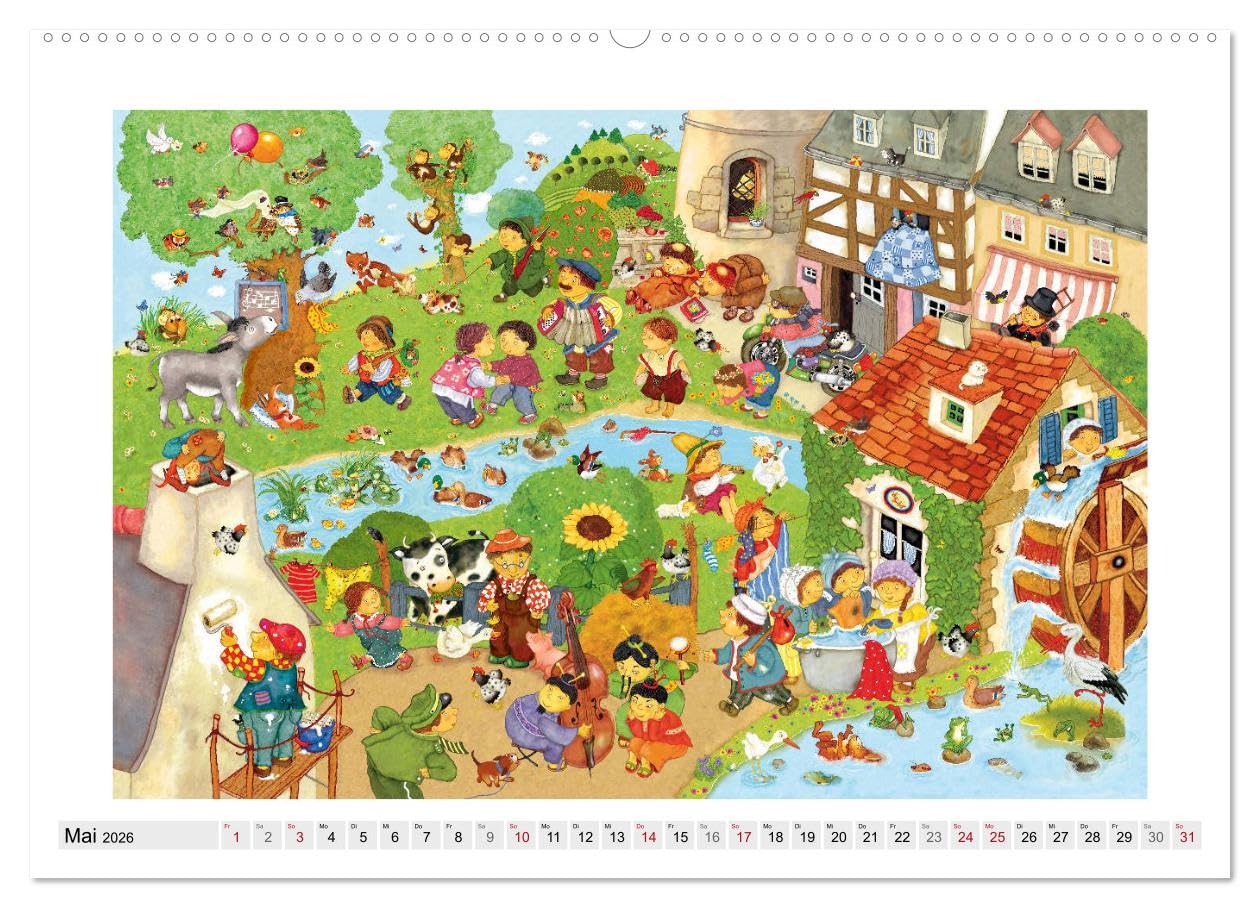 Meine kleine Wimmelwelt (hochwertiger Premium Wandkalender 2026 DIN A2 quer), Kunstdruck in Hochglanz: Lustige Wimmelbilder für Kinder (CALVENDO Spass)