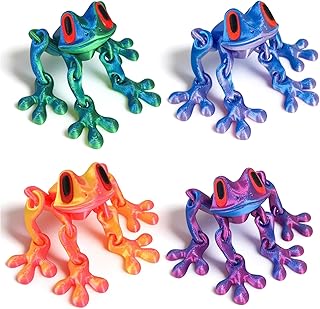 4pcs 3D Printed Magnetic Frog, Cute Frog Fridge Magnets Realistic Jointed Jumping Frog Refrigerator Magnets Creative Gift Decor for Home Office Car Kitchen