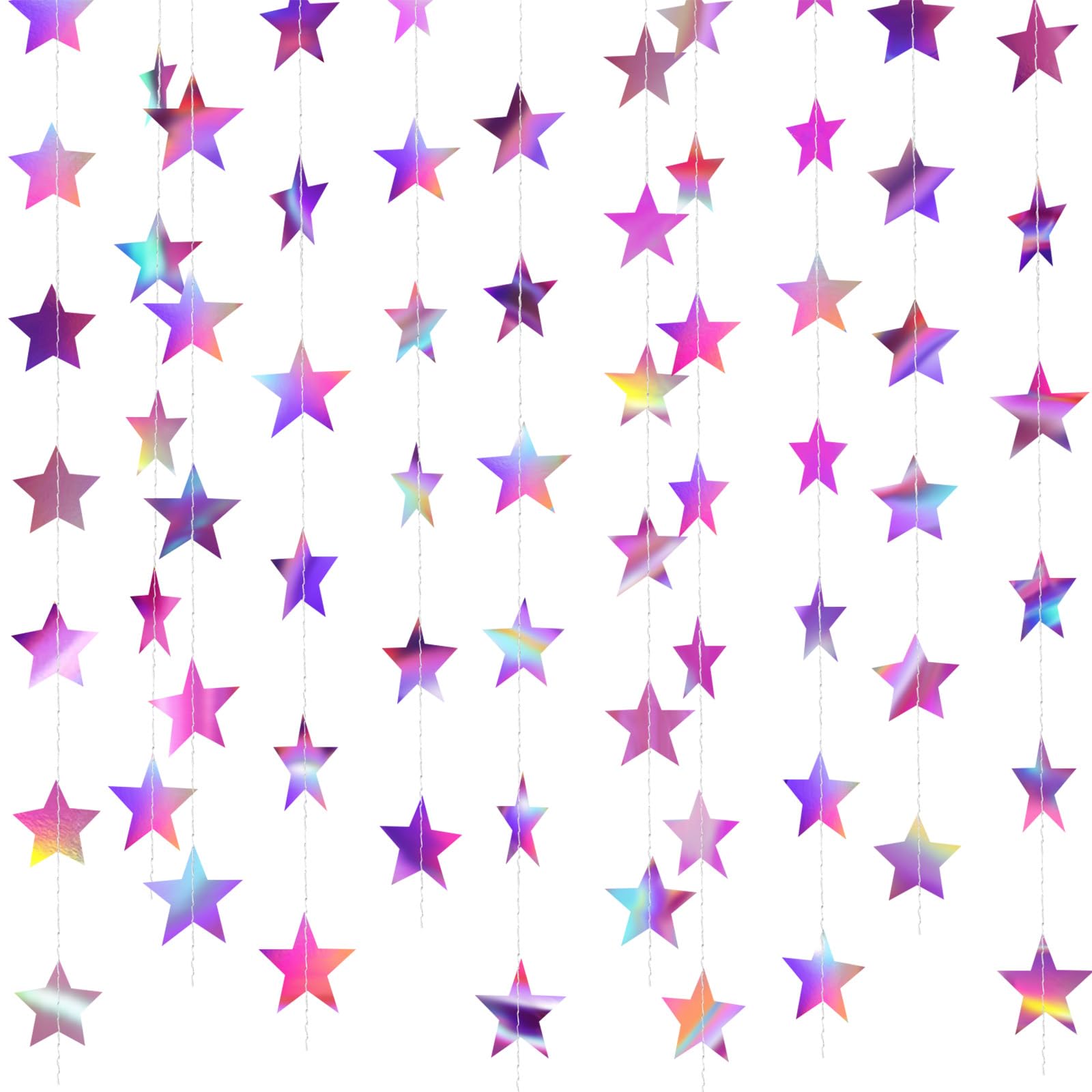 Patelai 130 ft Star Garland Banner Decor,Iridescent Purple