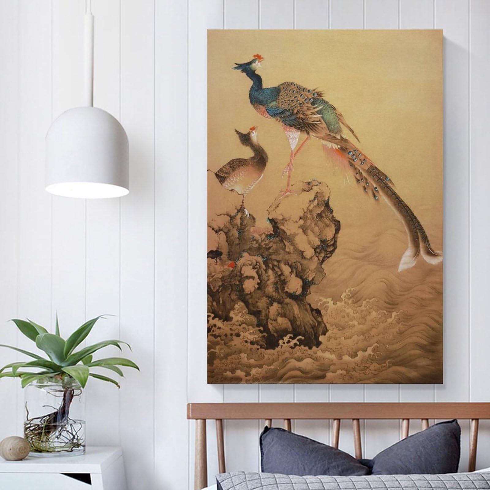 Amazon.co.jp: 伊藤若冲 绘画（孔雀 鳳凰 図）ポスター アートパネル