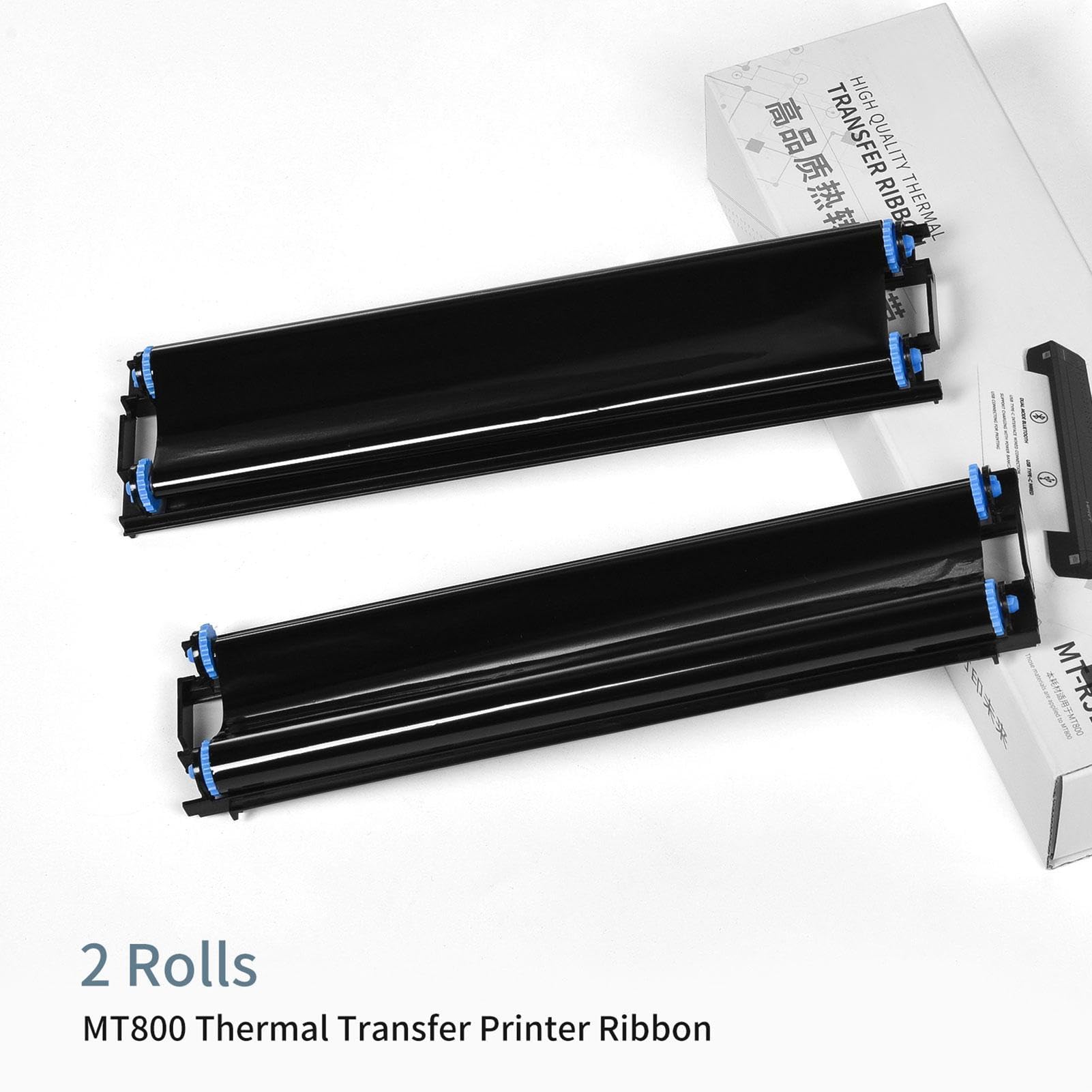 Nastro per stampante termica, 215 mm, MT800, set di 2 pezzi, fornitura di stampa portatile, cartuccia di trasferimento con qualità di stampa costante e design a caricamento rapido, set di per