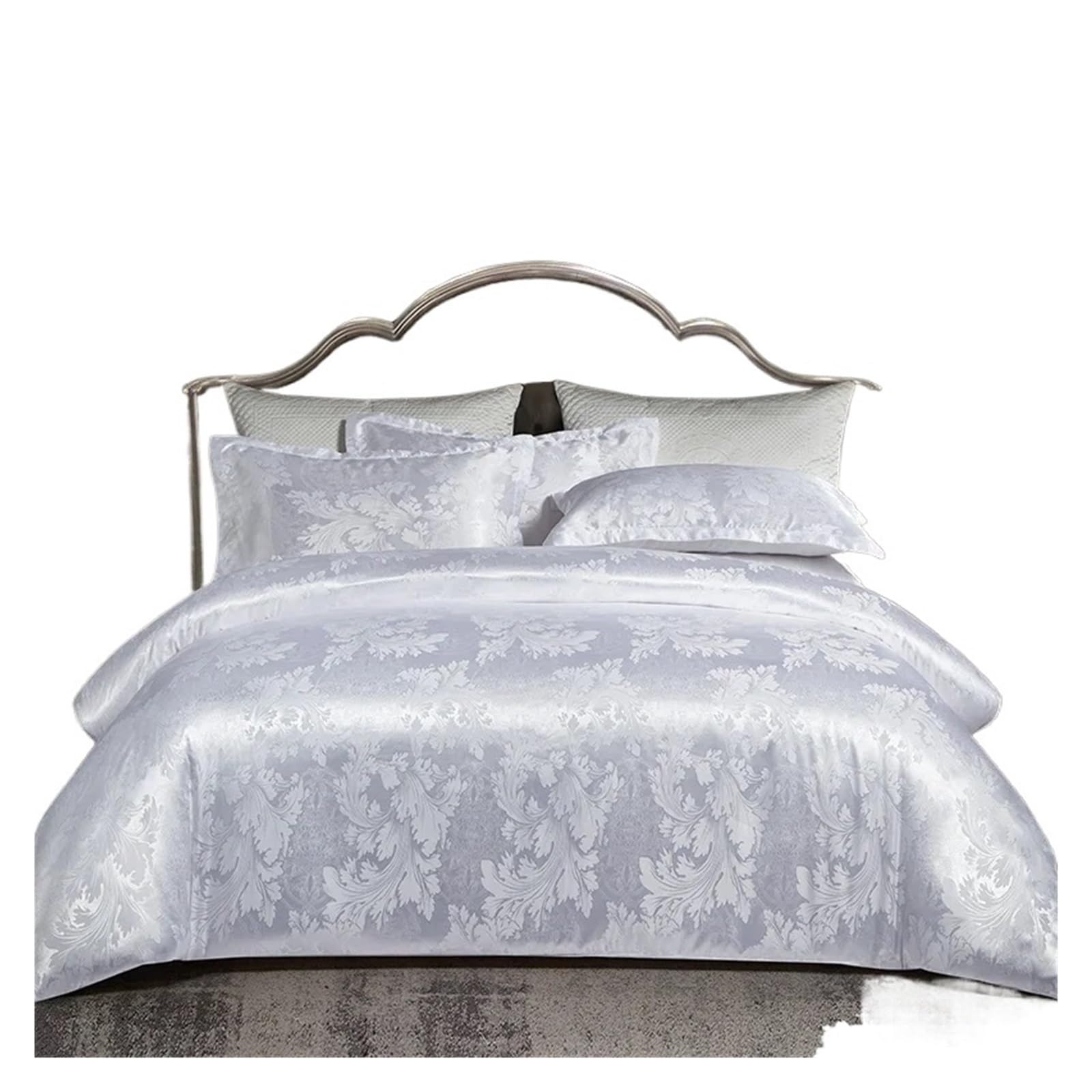 LuoAXINN Satin Bedding Set Jacquard King Size Bedding Set Luxury European Wedding Sets Queen American Satin Double Duvet Cover 220x240(Color3,SET_BED 2.0M 4PCS)