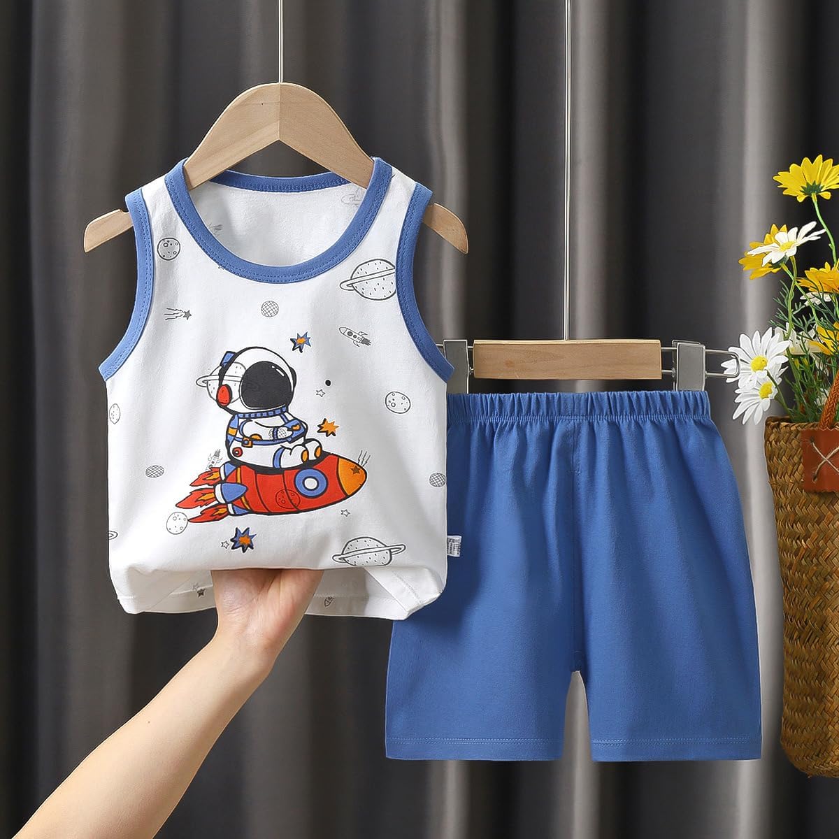 Vagefun Toddler Baby Boy Summer Clothes Cute Dinosaur Tank Tops+Shorts Outfits Lightweight Elastic Cotton Short Sets - Image 5