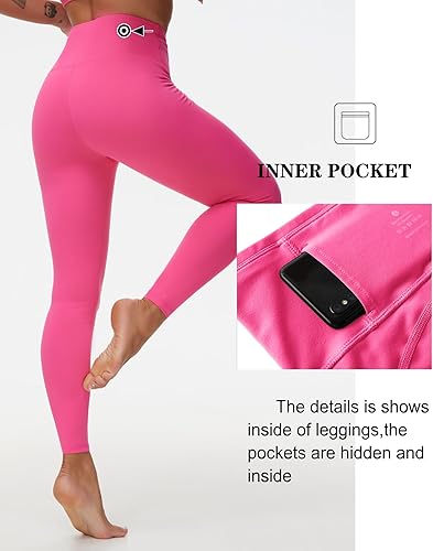 Miniatura 84 de Dragon Fit - Pantalones de yoga de compresión con bolsillos interiores, pantalones deportivos de cintura alta con control de abdomen, leggings