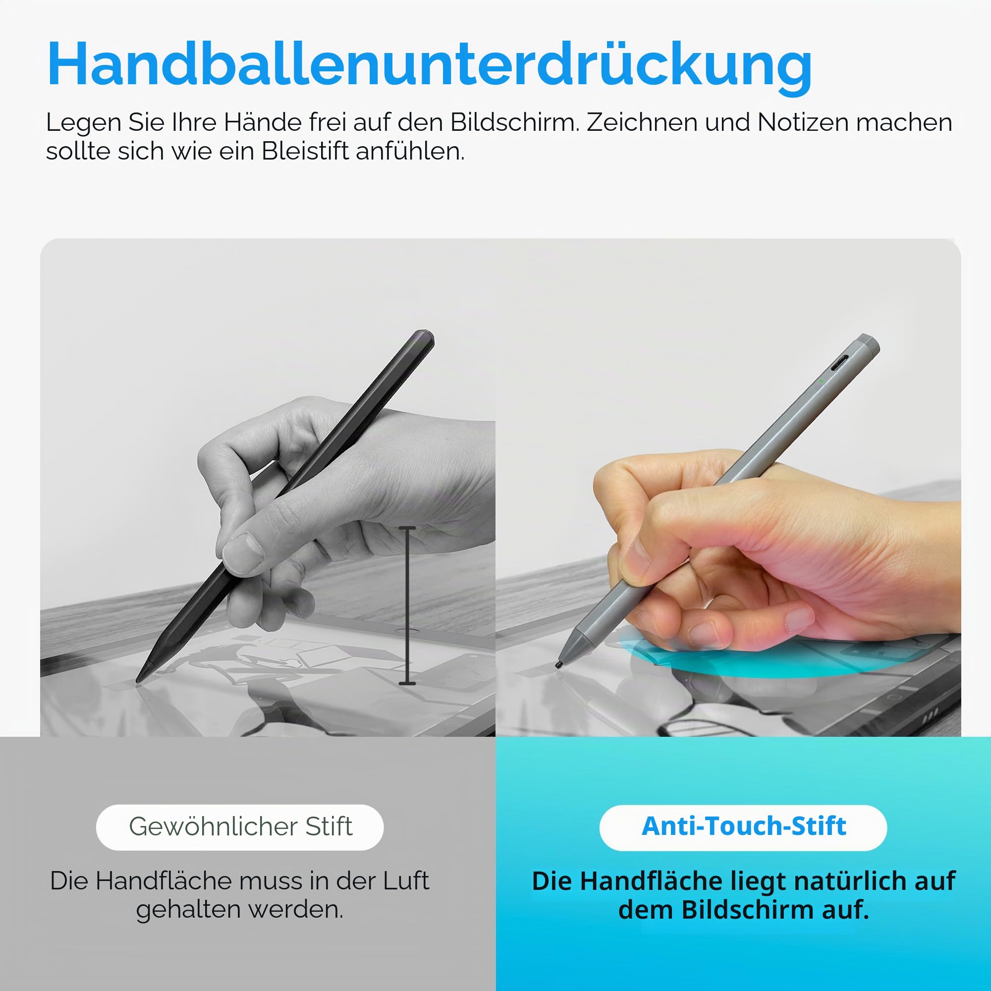 USI 2.0 Stift Stylus, Handflächenabweisung mit 4096 Level Druck Eingabestifte für Amazon Fire Max 11 / Fire HD 10 / Google Pixel Tablet/HP/ASUS/Acer/Lenovo Einige Chromebook Modell