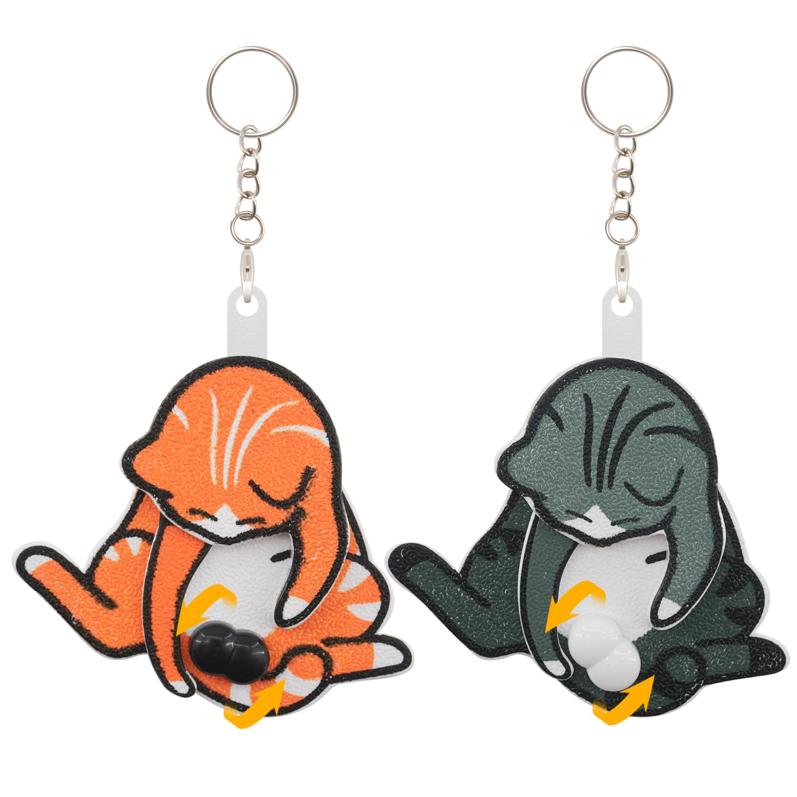 HGEKLIZV Mischief Cat Interactive Keychain Funny Wiggling Keychain with Rotating Cats Eggs Hilarious Gift for Cat Lovers