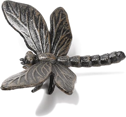 Miniatura 4 de BRASSTAR Estatua de libélula de hierro fundido delicado modelado decoración interior y exterior adecuado para colocar estudio jardín césped balcón