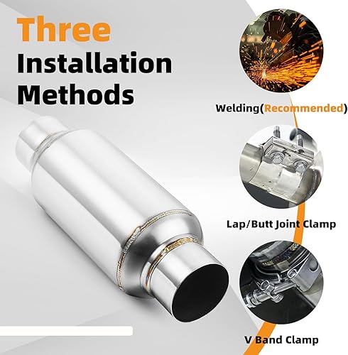 Miniatura 89 de A-KARCK Resonador de escape de entrada de 4 pulgadas, entrada de 4 pulgadas, salida de 4 pulgadas, silenciador de longitud total de 30 pulgadas, 1