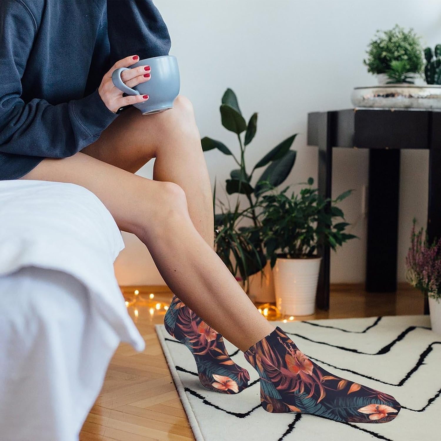 Tropical Flower Ankle Socks for Men Women 5 Pairs | Comfortable Casual Low Cut Socks, Lightweight No Show Breathable Athletic Socks, Soft Mini Crew Socks for All Seasons