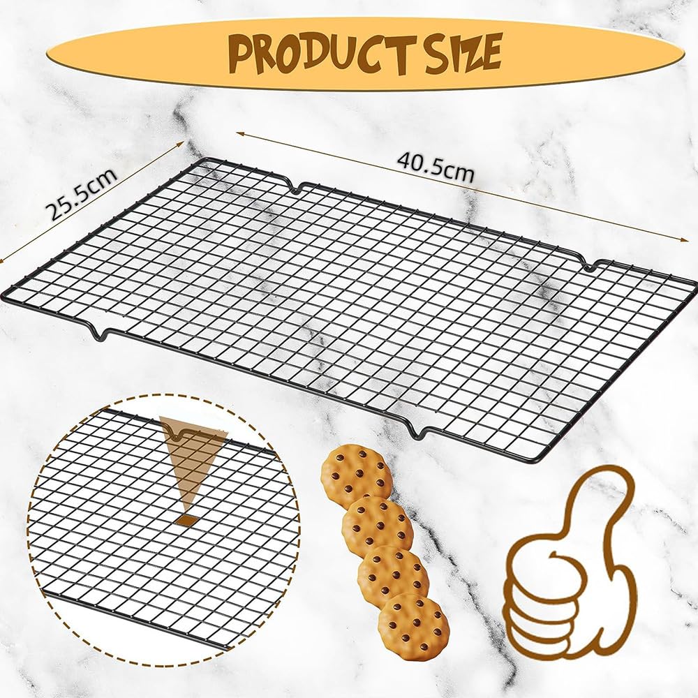 Lot de 2 grilles de refroidissement pour gâteau 40 x 25 x 2 cm avec pieds stables