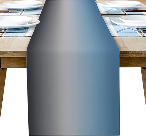 Camino de mesa de centro de 70 pulgadas de largo azul gris degradado casa de arpillera camino de mesa para decoración del hogar manualidades para la