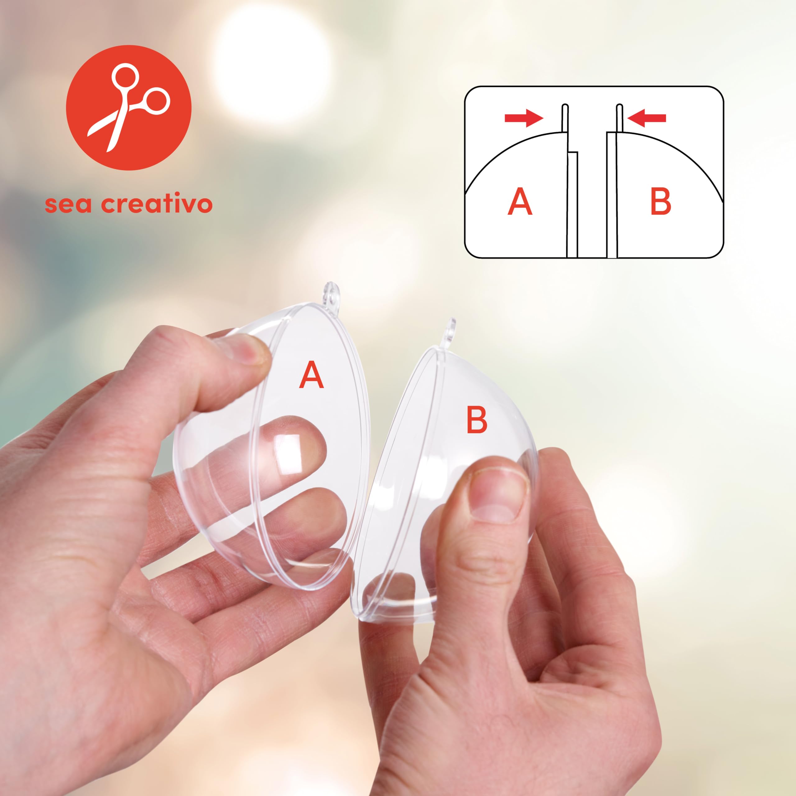 THE TWIDDLERS 48 Bolas de Navidad Transparentes para Rellenar y Decorar (6 cm) – Adorno de árbol Colgante Personalizado – Decoración DIY para Navidad, Bodas, cumpleaños, Fiestas