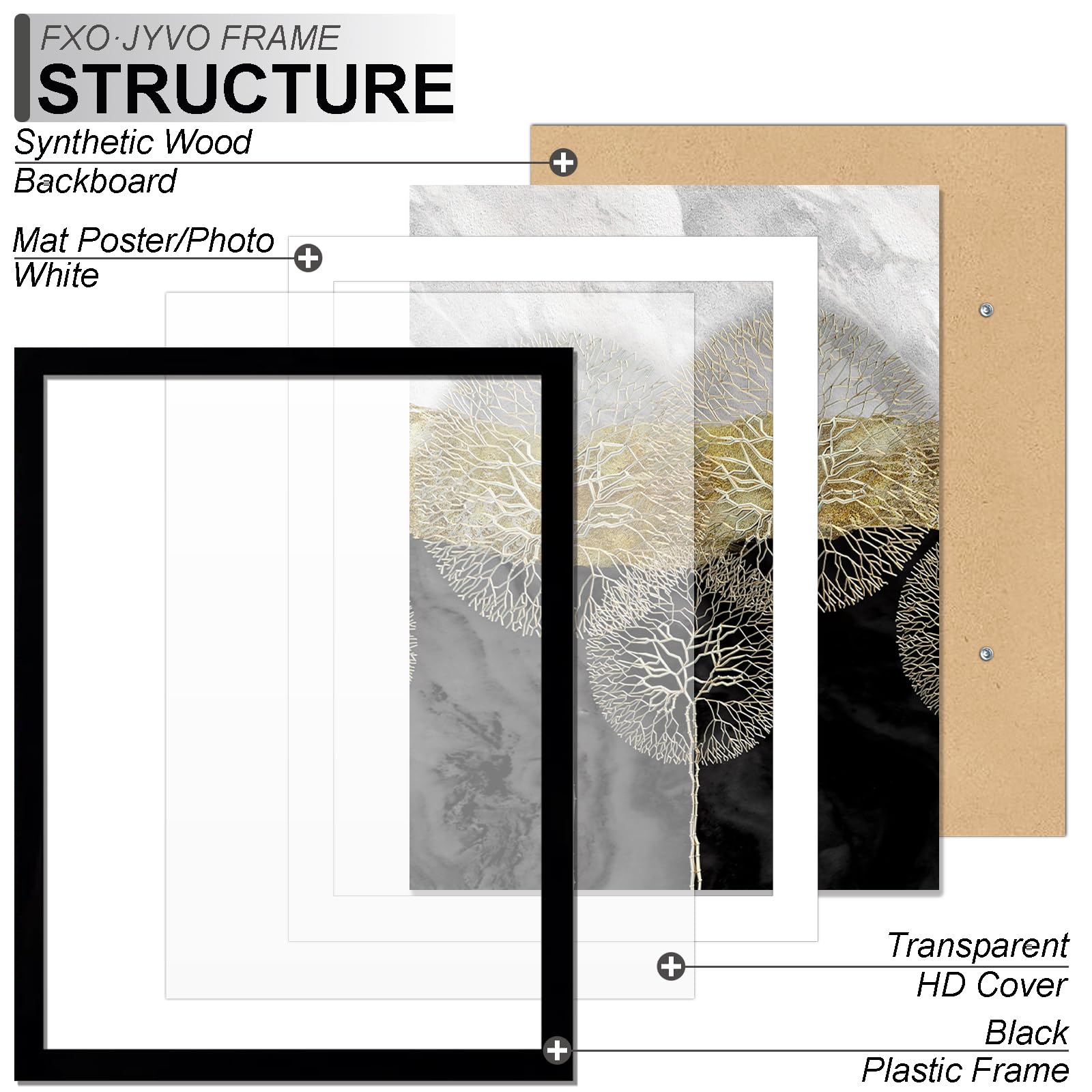 Set Di 10 Cornici Portafoto Nere 28x43 Cm - Esposizione Con O Senza Passepartout, Per Foto 20x30 Con Tappetino O 28x43 Senza, Plexiglass HD, Per Collage E Decorazione Parete
