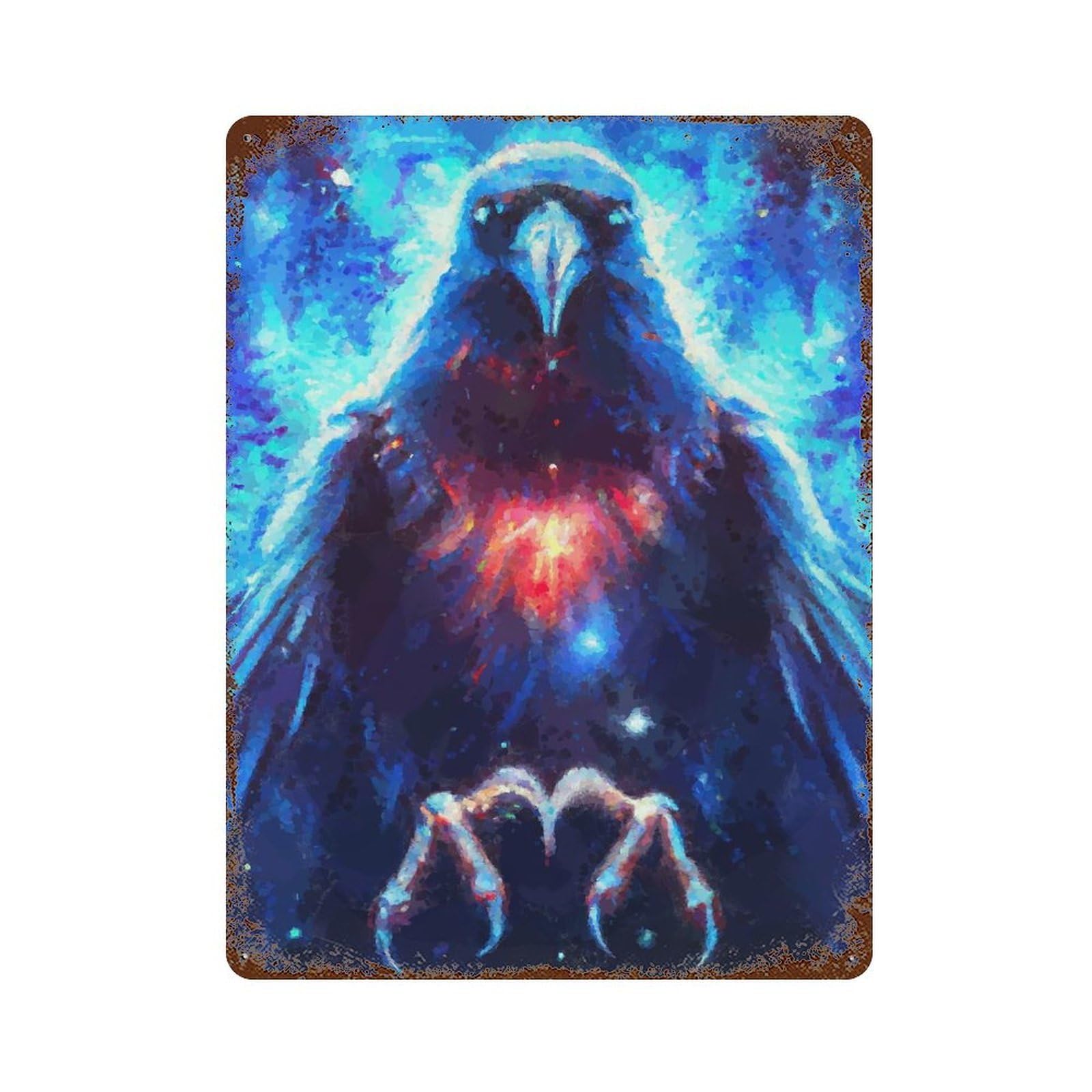 Magic Raven Weathered Tin Sign 15.7"x11.8", Ideal for Shed, Workshop And Garage Wall Decor