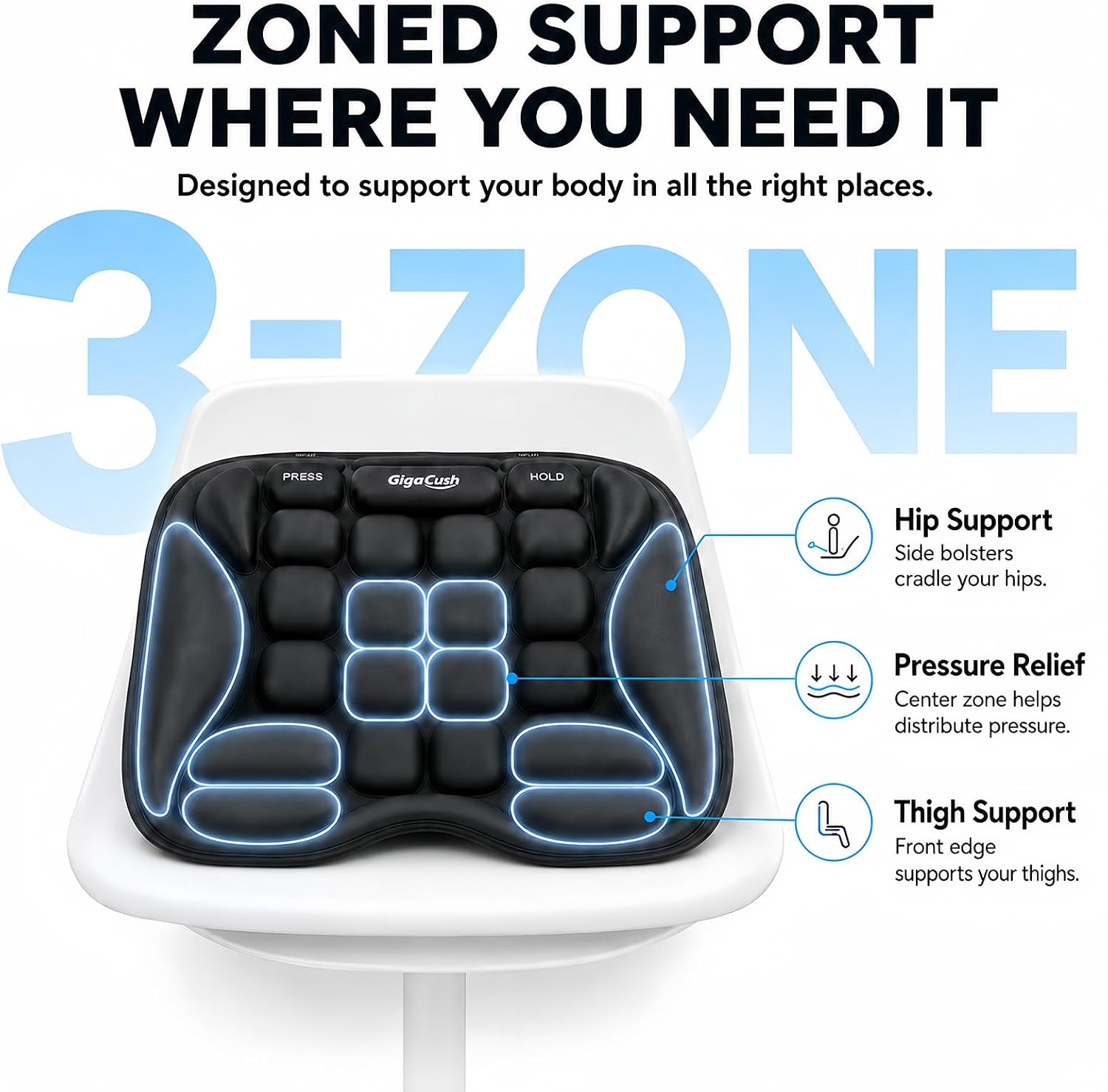 Stadium Seat Cushion for Bleachers, Portable Air Cell Seat Pad with Built-in Pump, Lightweight Inflatable Cushion for Game Day, Airplane Travel, Concerts and Outdoor Events thumbnail