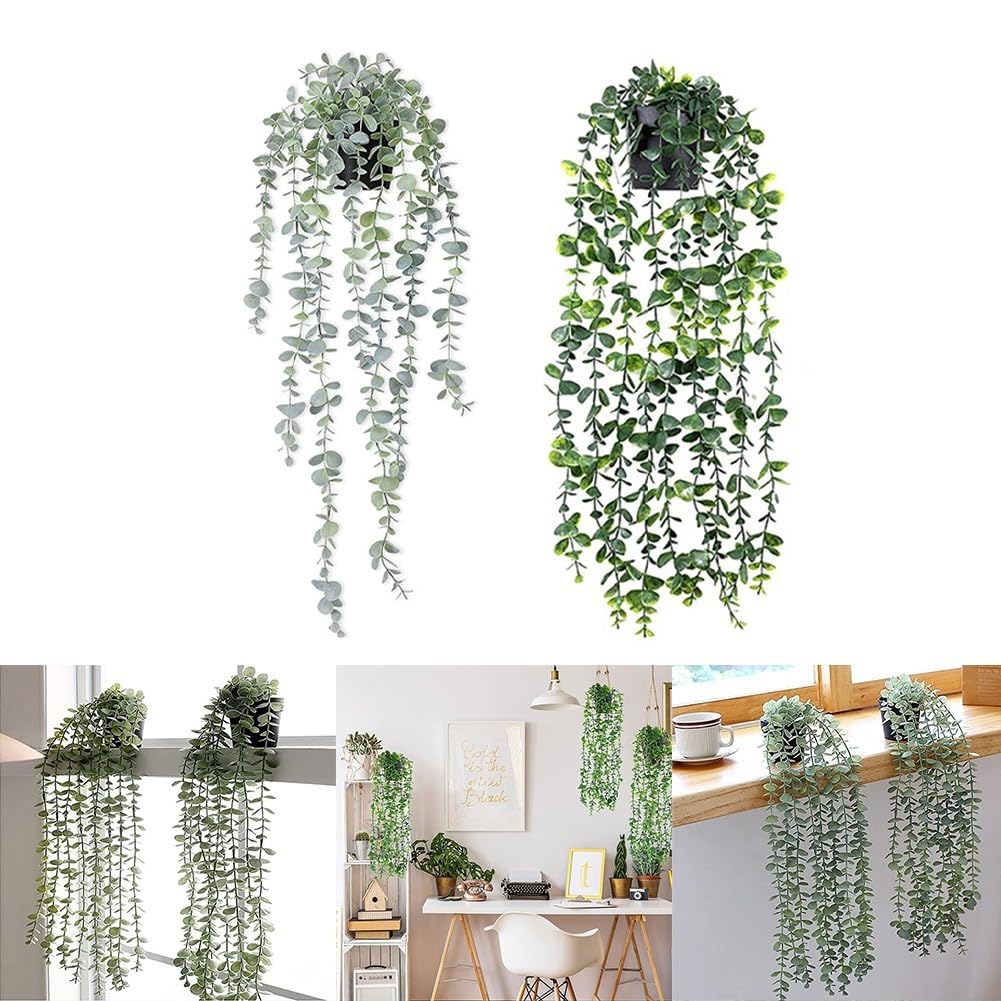 Planta artificiale da appendere, verde, 55-85 cm, resistente alle intemperie (green white)