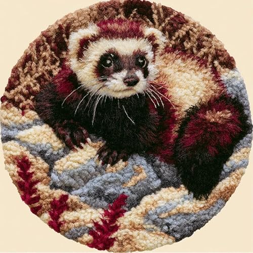 Round Latch Hook Rug Kits Polecat For Adults And Starter 50*50Cm