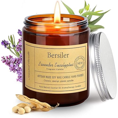 Bersiler Aromatherapy Candles, Scented Candles, 7OZ Lavender Eucalyptus Candles Stress Relief and Relax for Home & Bedroom Gift for Women/Men Soy Wax (Lavender Eucalyptus 1 Jar)