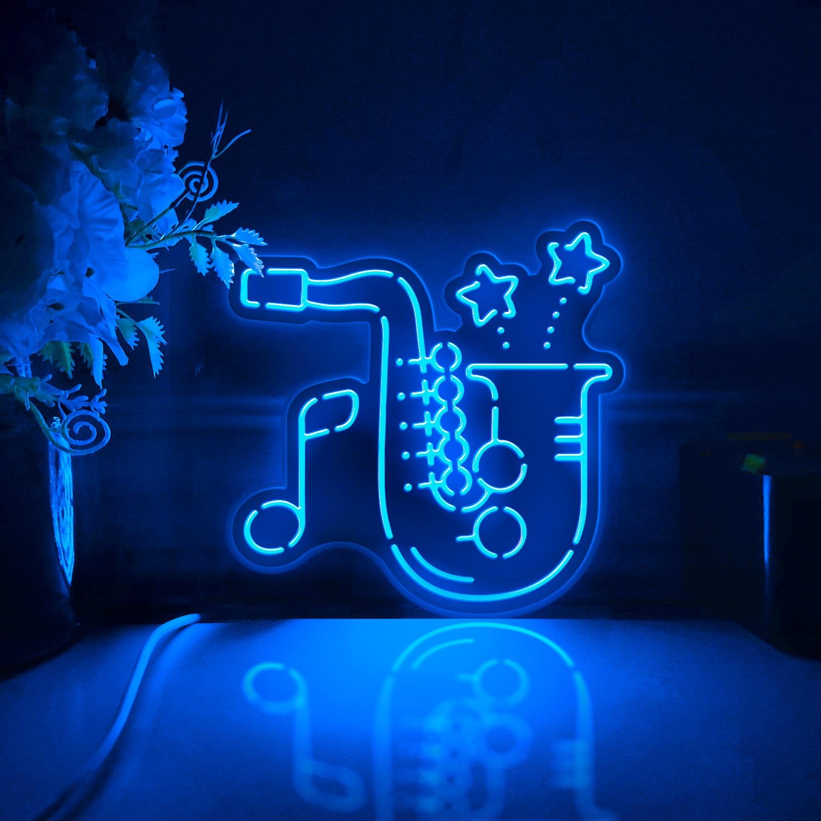 Scatola luminosa a LED a forma di sassofono, strumento musicale, decorazione artistica da parete, decorazione illuminata da scrivania, regalo per gli appassionati di jazz, amanti della musica