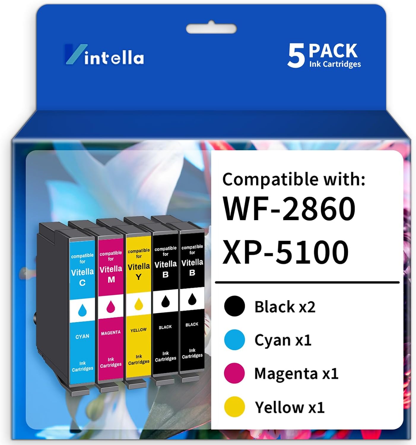 Remanufactured Ink Cartridge Replacement for Epson WF-2860 XP-5100 Ink Cartridges Multipack for Expression Home XP-5100 Workforce WF-2860 Printer (5 Pack)