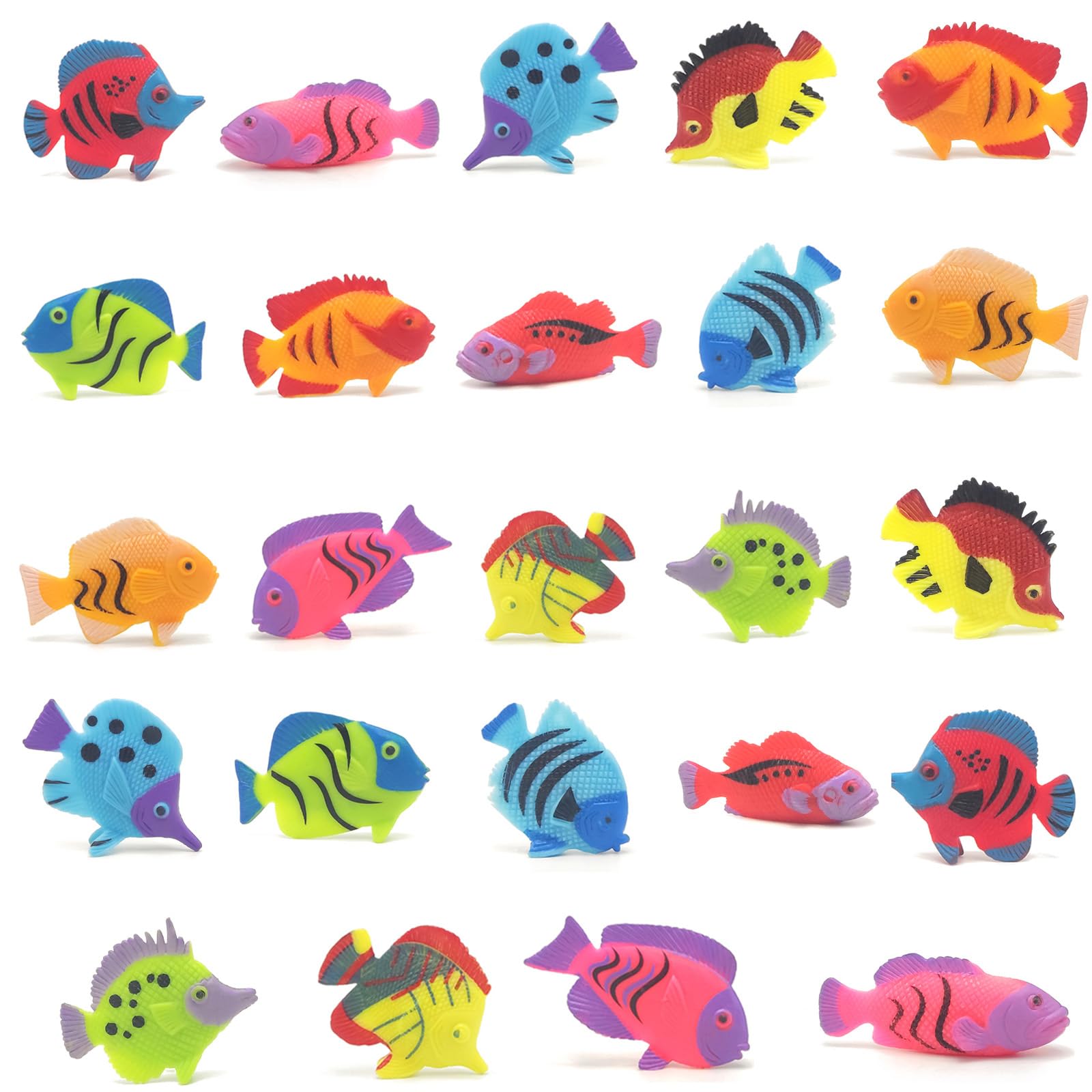 Novastream 24 Pieces Toy Fish Assortment, Marine Life Decorative, Mini Ocean Fish Models, Simulated Sea Animal Figures for Tropical Party Decorations, Beach Theme Supplies