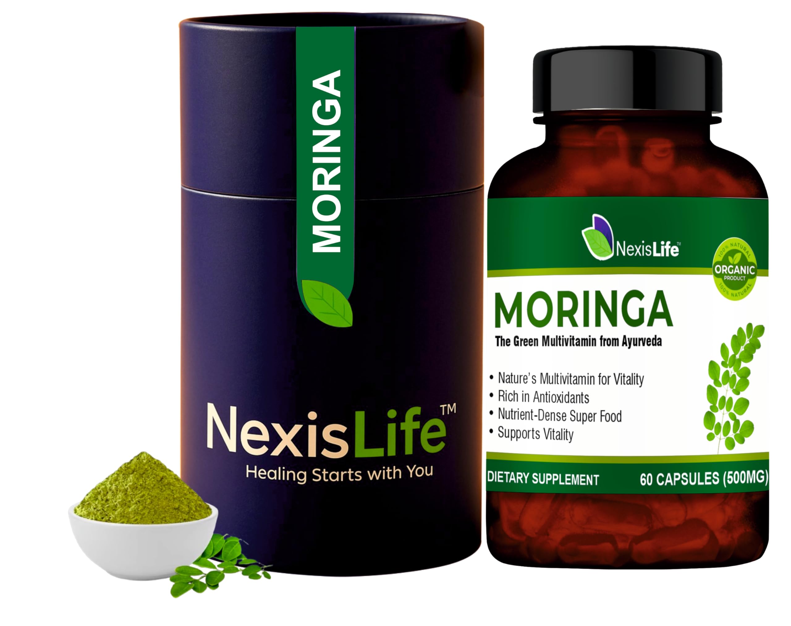 Moringa Capsules 500mg | Natural Multivitamin Superfood | Antioxidant Rich | Supports Energy, Immunity & Vitality | 60 Capsules-image-39