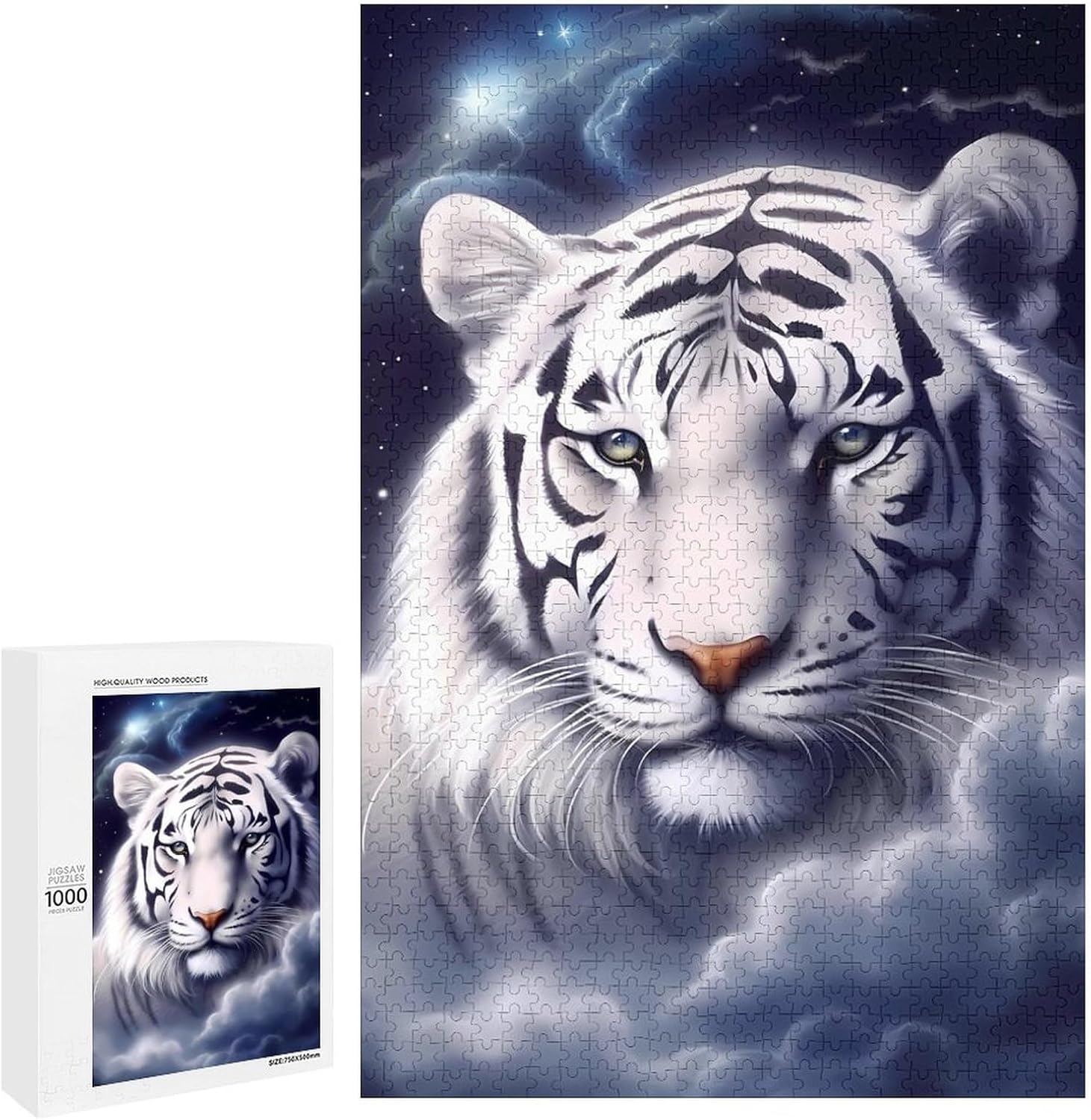 Tiger Stars Cloud Funny Wooden Jigsaw Puzzle Vertical Picture Puzzles Gifts for Women Men 300/500/1000 Pieces