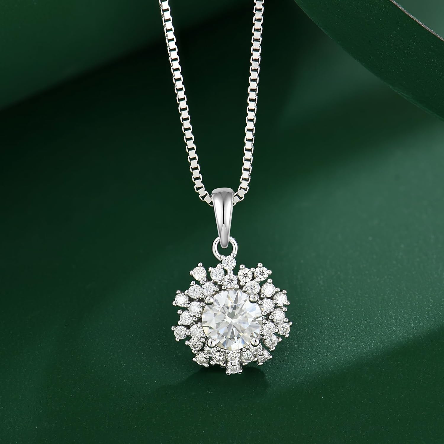 1CT Moissanite Necklace 925 Sterling Silver Round Cut Moissanite D Color VVS1 Pendant Neckalce Jewelry Gift for Women Wife Girlfriend Her - Image 2