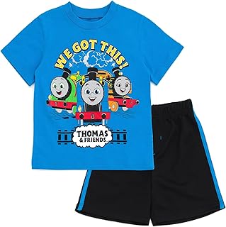Tank Engine Graphic T-Shirt and Shorts Outfit Set Infant to Big Kid