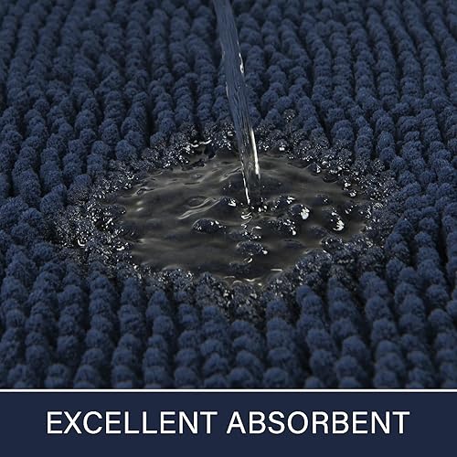 Miniatura 5 de LOCHAS - Tapete de baño peludo, lavable, antideslizante y absorbente, tapete para el baño y ducha, hecho de felpilla suave, 24 x 60 pulgadas, azul