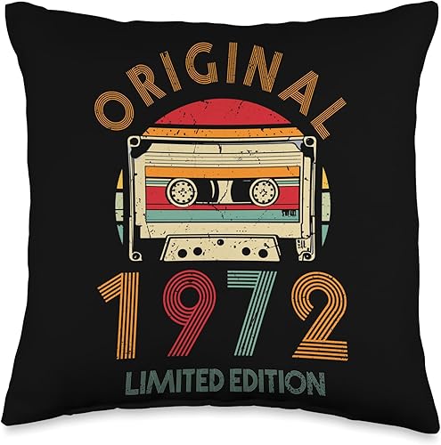 Retro Limited Edition 1972 Cassette Tape 52th Birthday Throw Pillow