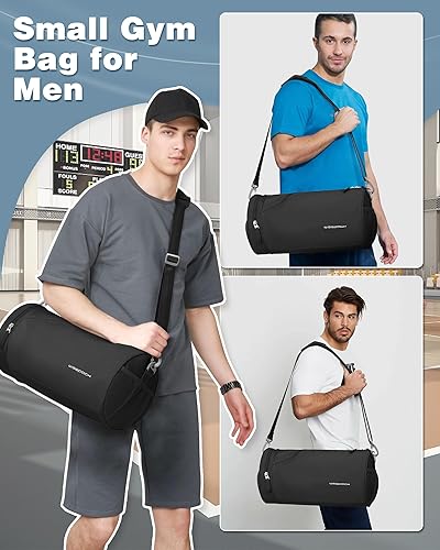 Miniatura 4 de Pequeña bolsa de gimnasio para mujer, mini bolsa de lona impermeable para mujer, bolsa de viaje pequeña con bolsillo húmedo, bolsas de fin de semana