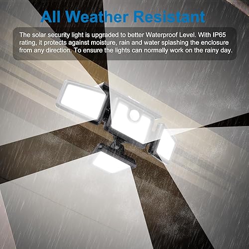 Miniatura 6 de AmeriTop Luces solares para exteriores, paquete de 2 luces LED inalámbricas con sensor de movimiento de alto brillo 4 cabezales ajustables,