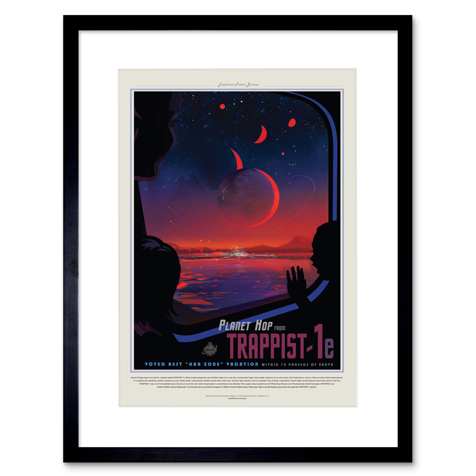 Wee Blue Coo Nasa Space Travel Ad Trappist 1e Planet Hop 12x16 Framed Wall Art Print