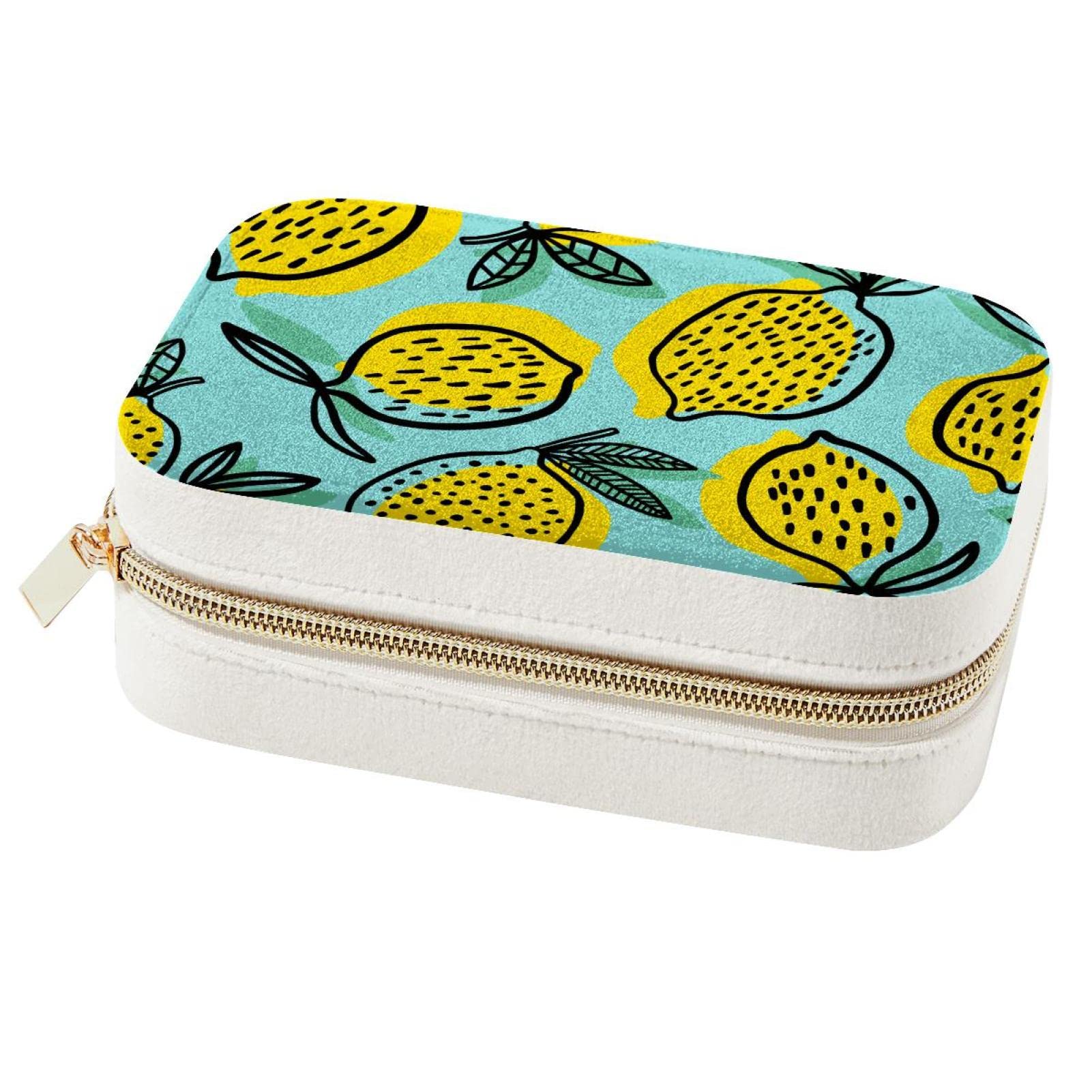 Boîte à bijoux portable de voyage vert citron pour bagues et colliers