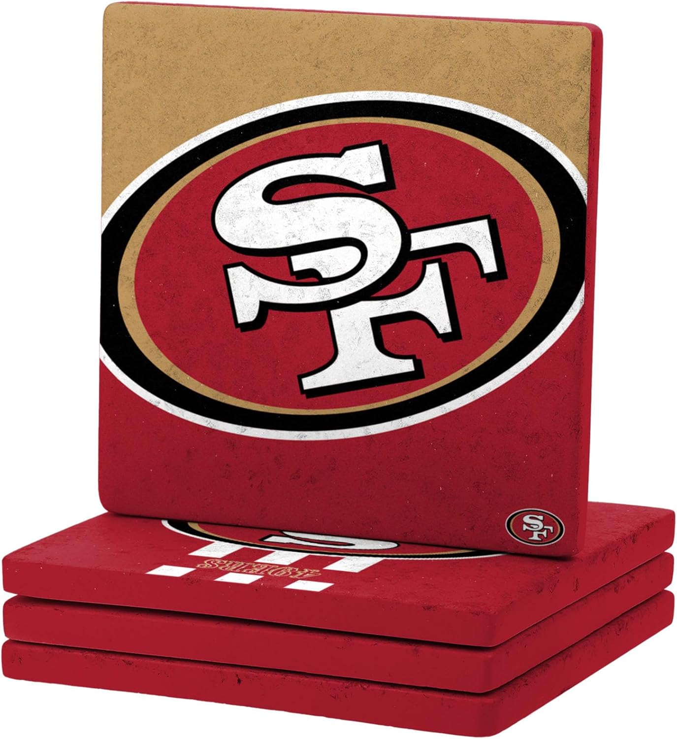 FOCO NFL Official Game Day 4-Pack Beverage Drink Stone Coaster Set (San Francisco 49ers) - Image 2