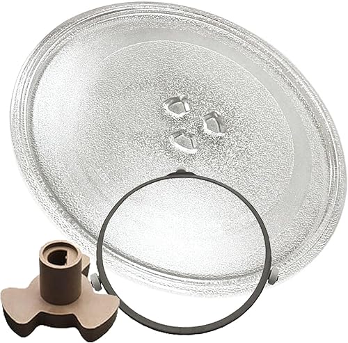 Miniatura 1 de Small Microwave Glass Plate, Microwave Oven Cooking Tray with Ring and Coupler, Flat Turntable Plate Replacement, Circular Glass Turn Table Top