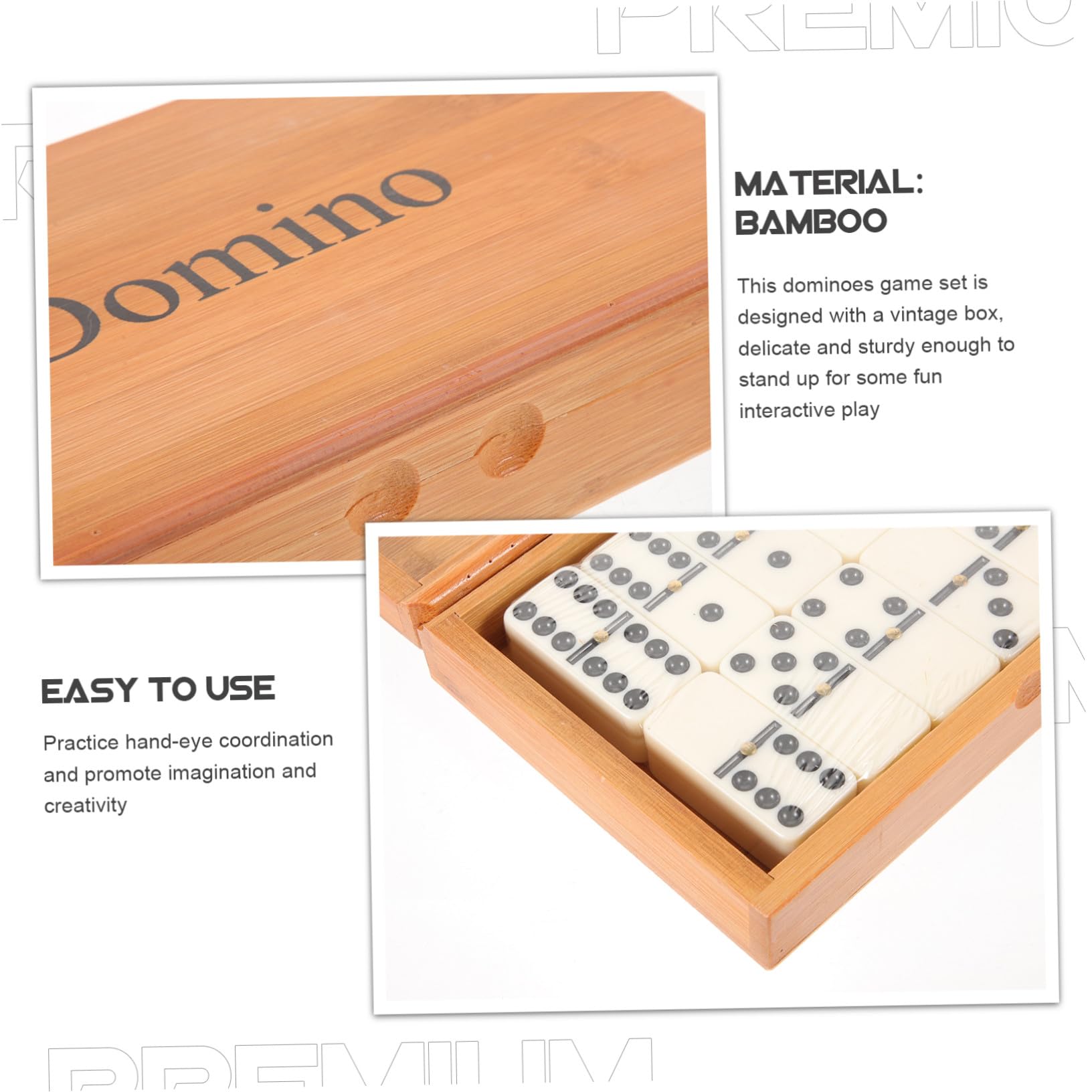 Jeu de Dominos en Bois Ancien pour Adultes et Amis, Boîte de Dominos en Bambou Rangement Coulissant, Jeu Éducatif pour Maison et Soirées en Famille, Coffret Présent Intemporel
