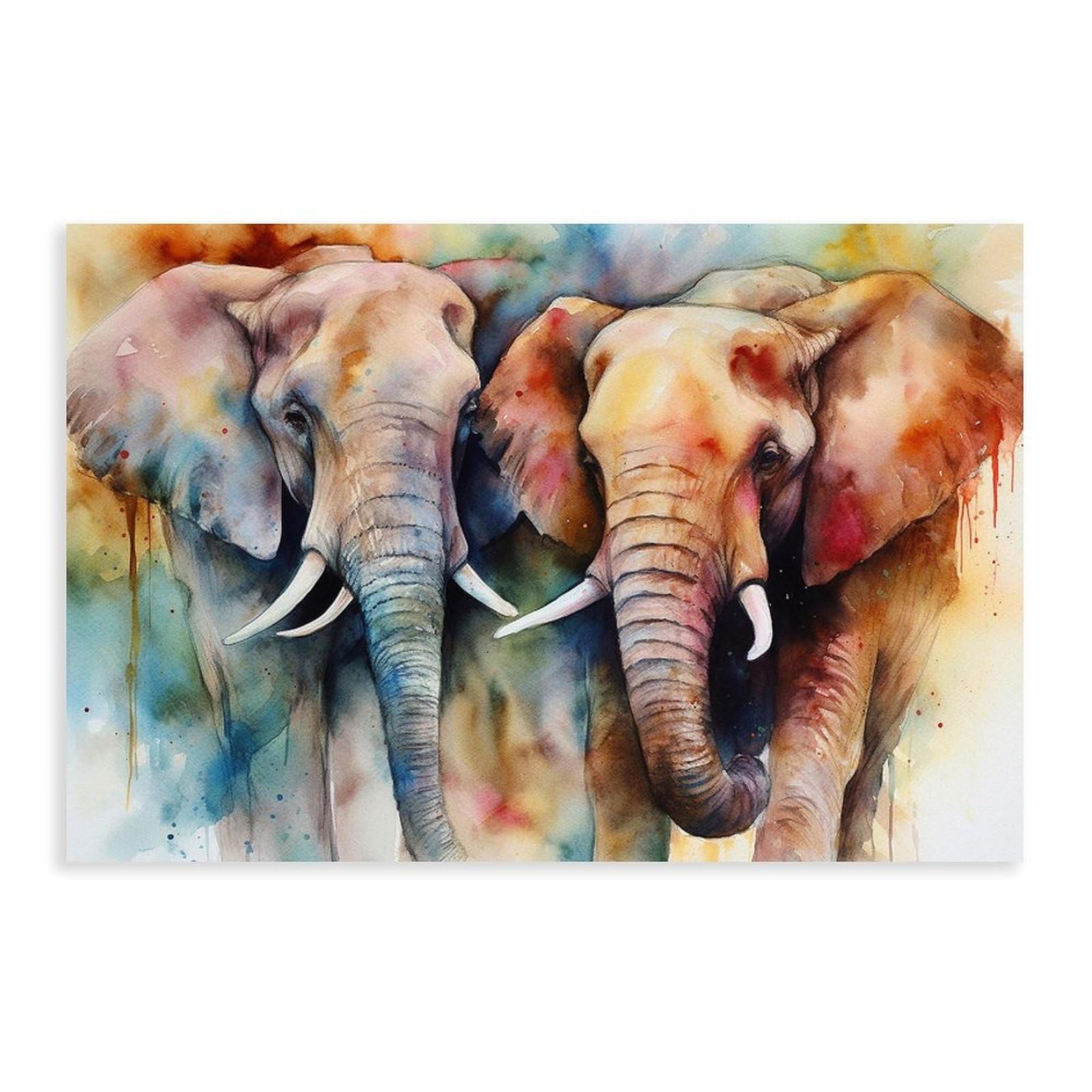 Bareronor Watercolour Elephant Poster Canvas Poster Bedroom Decor Landscape Office Room Decor Gift 12" L X 18" W