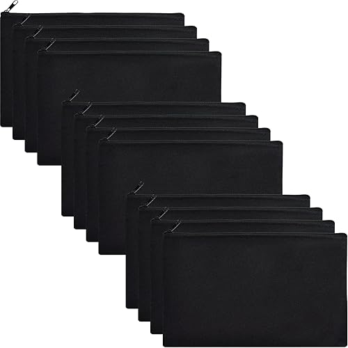 Miniatura 1 de ZeeDix Bolsa de lona, bolsa de cosméticos multiusos con cremallera, bolsa de lona con cremallera para manualidades, bolsas de maquillaje en blanco,